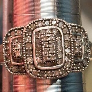 Sterling Silver Diamond Cluster Ring